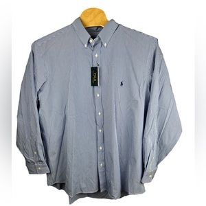 Polo Ralph Lauren Blue Pinstripe Long Sleeve Button‎ Down Shirt Size 2XB NWT